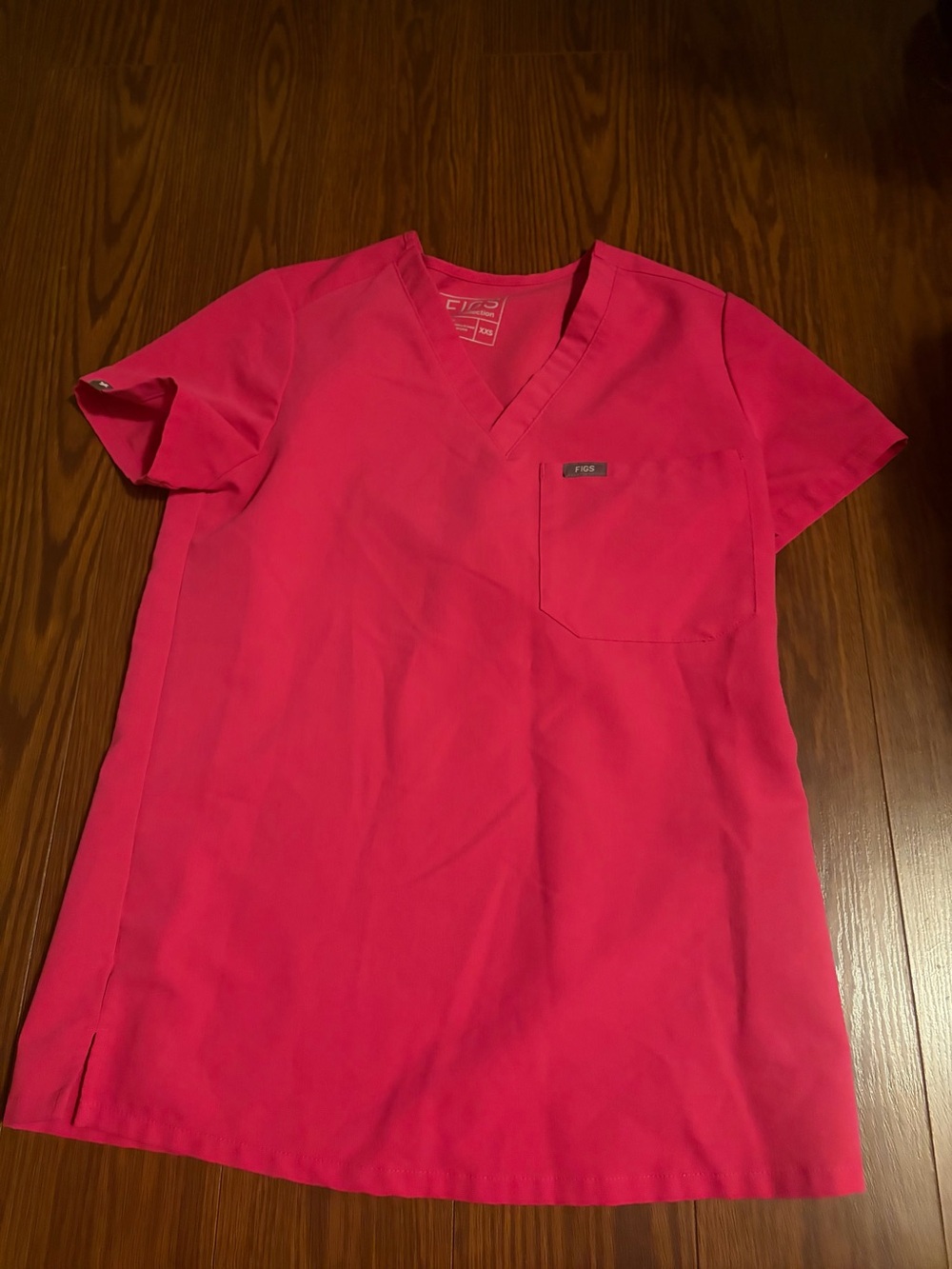 FIGS womens  V-Neck Scrub Top only in Bright Pink